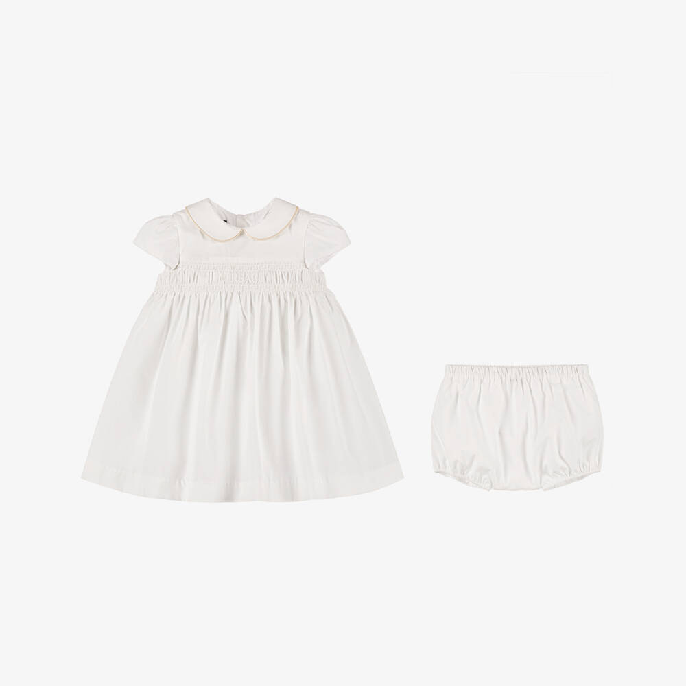 Versace-Girls Ivory Greca Pattern Dress | Childrensalon Outlet