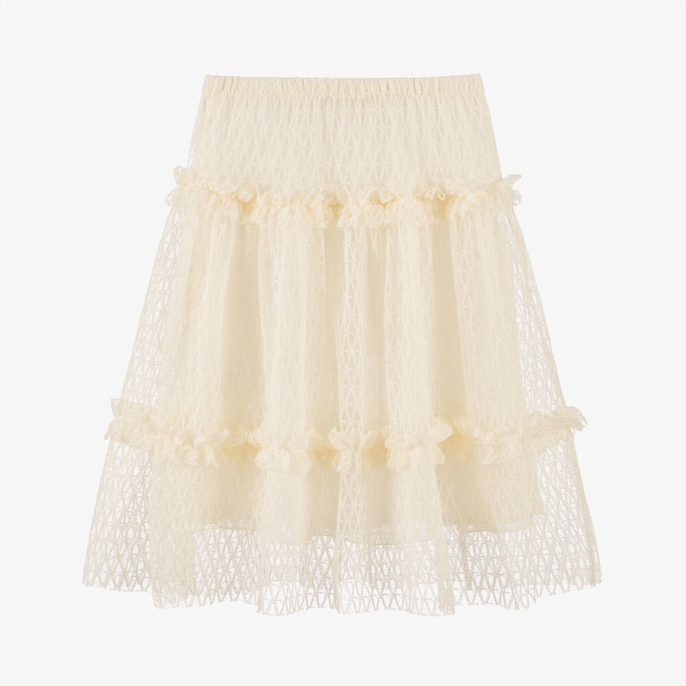 Versace-Кремовая кружевная юбка | Childrensalon Outlet