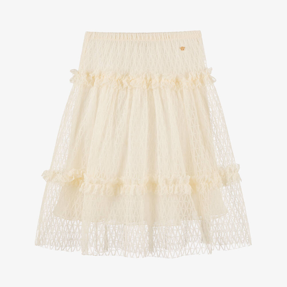 Versace-Кремовая кружевная юбка | Childrensalon Outlet