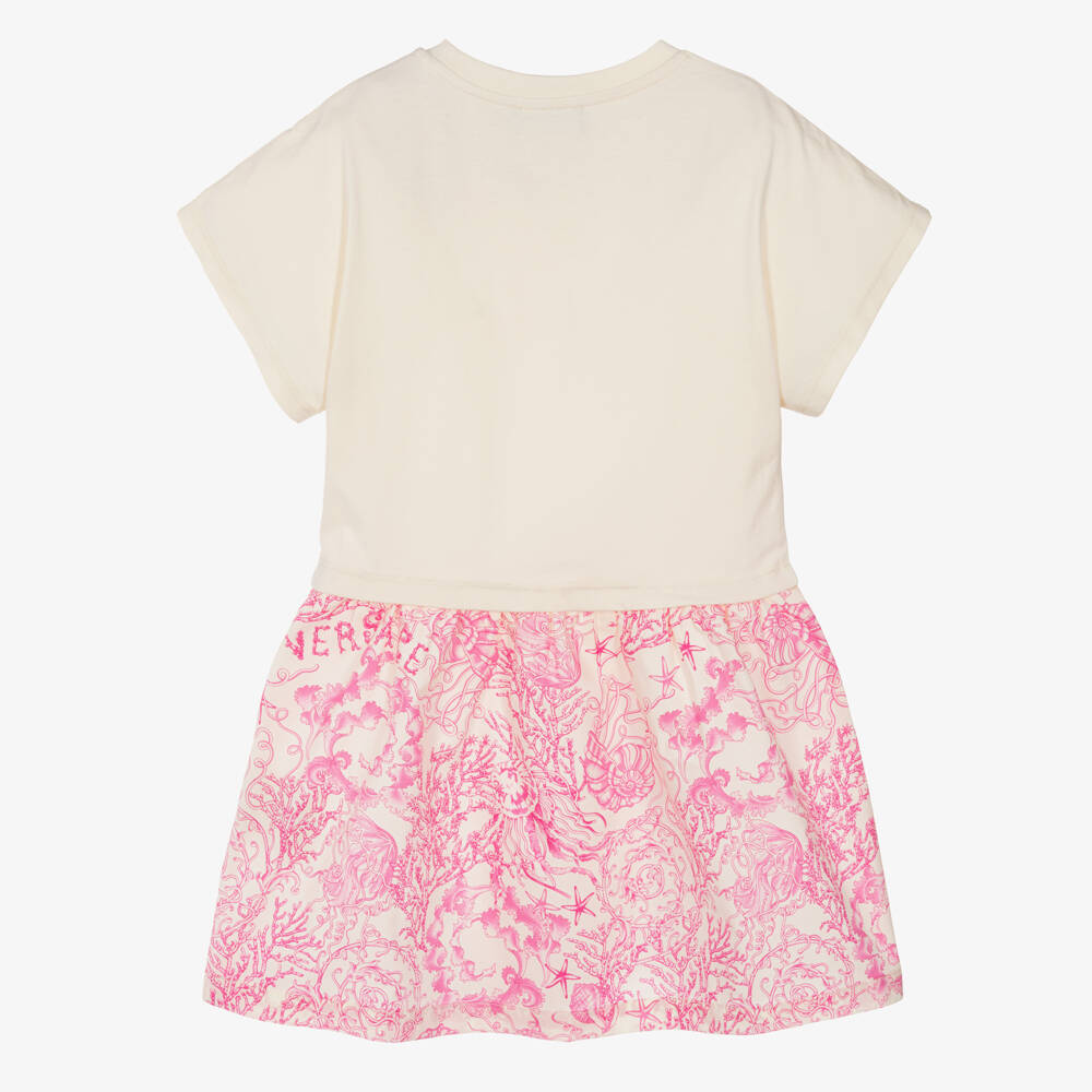 Versace-Girls Ivory & Pink Underwater Barocco Dress | Childrensalon Outlet
