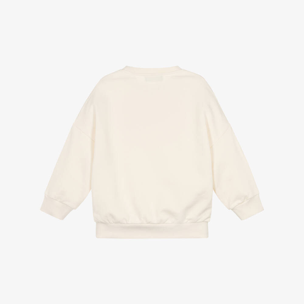 Versace-بلوزة بنات عاجية بتطريز وردي | Childrensalon Outlet