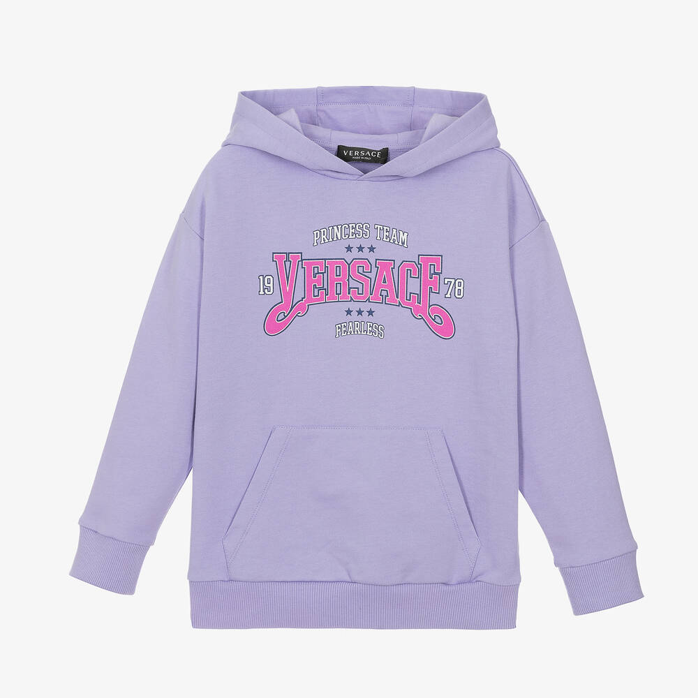 Versace - Girls Lilac Purple Cotton Hoodie | Childrensalon
