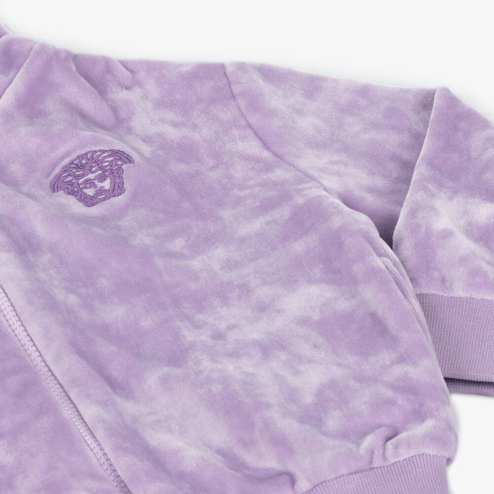 Versace-Girls Lilac Velour Hoodie Top | Childrensalon Outlet