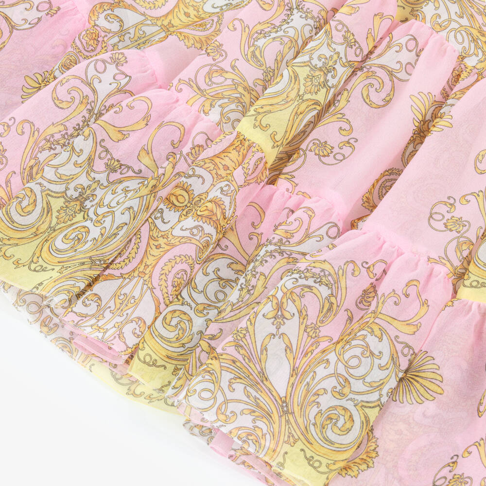 Versace-Длинная юбка из розового и золотого шифона | Childrensalon Outlet