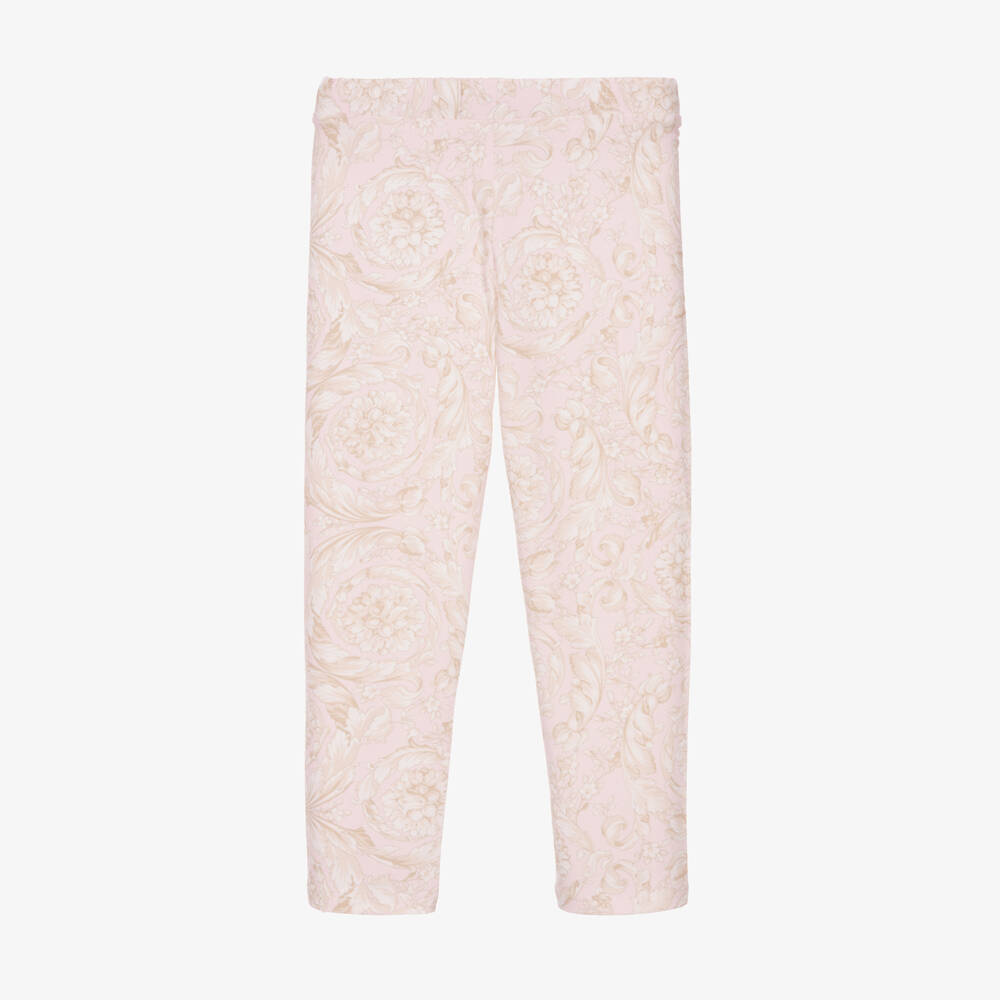 Versace-Girls Lux Baroque Rose Leggings | Childrensalon Outlet