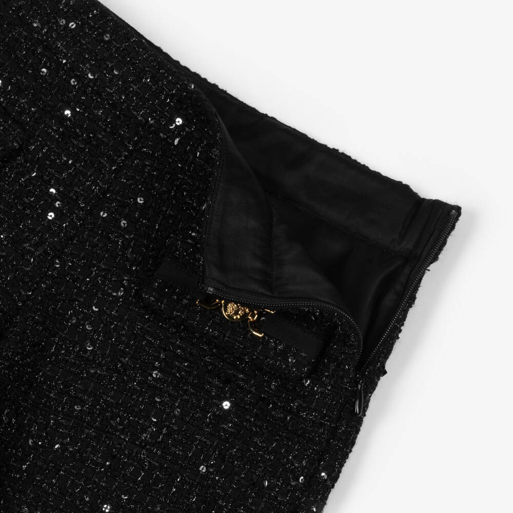 Versace-Роскошные черные твидовые шорты с блеском для девочек | Childrensalon Outlet