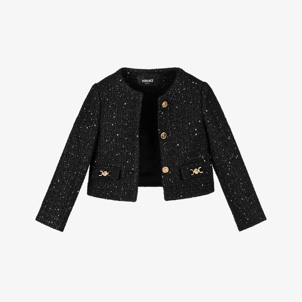 Versace-Роскошный блестящий твидовый жакет для девочек | Childrensalon Outlet