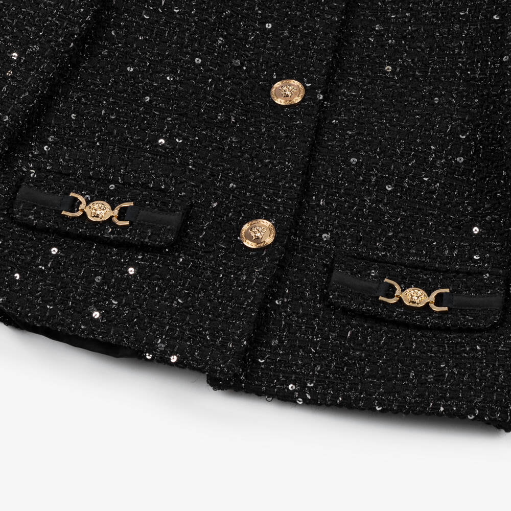Versace-Роскошный блестящий твидовый жакет для девочек | Childrensalon Outlet