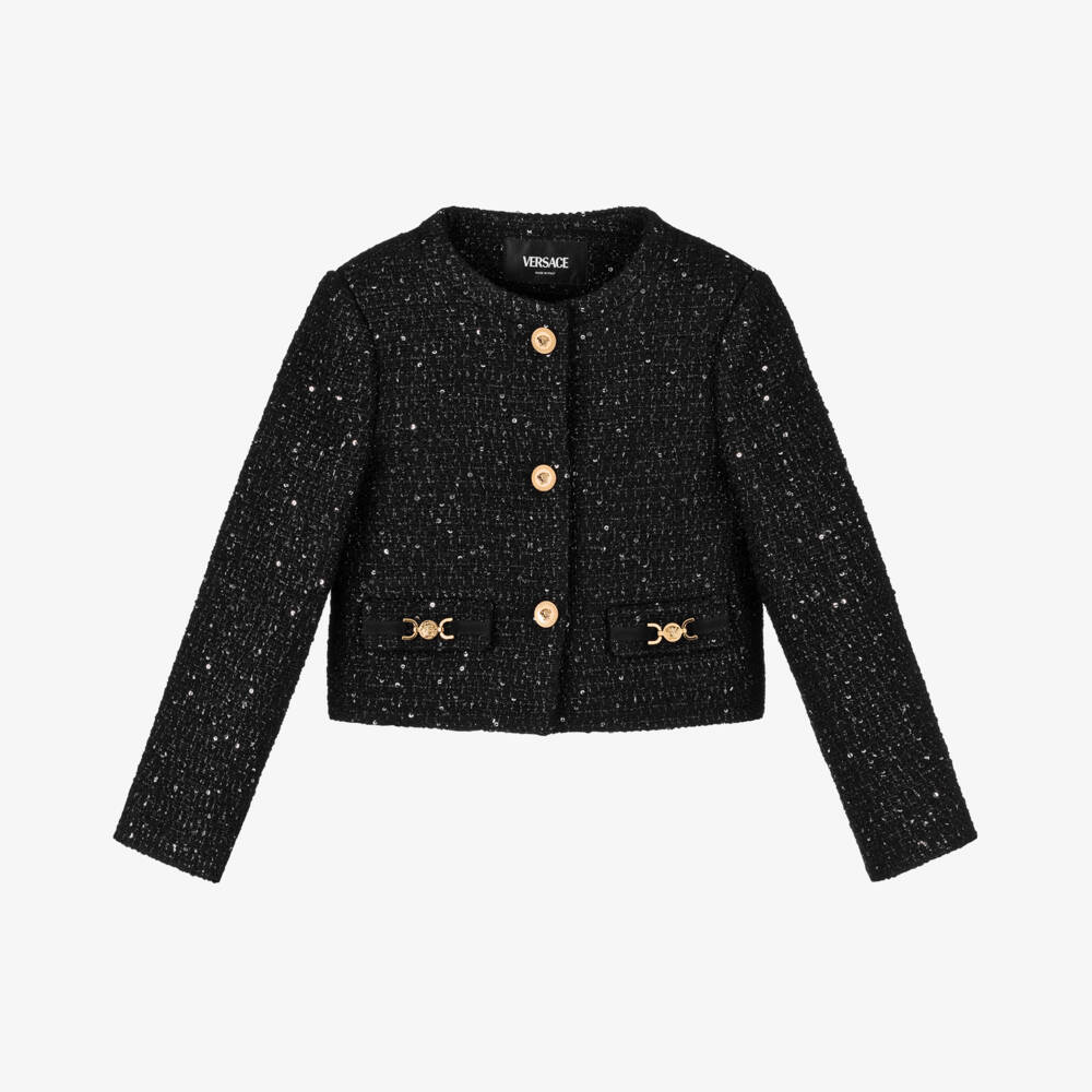 Versace-Girls Luxe Shimmer Tweed Jacket | Childrensalon Outlet