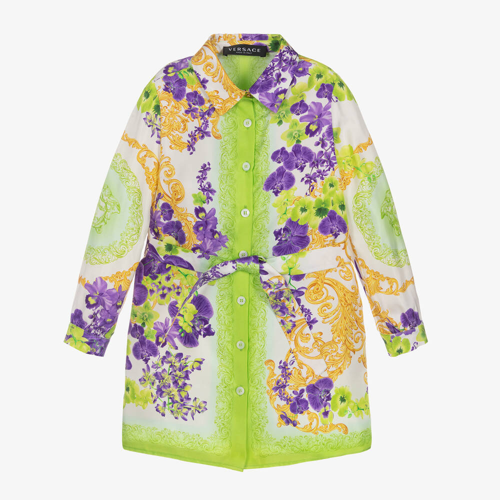 Versace - Girls Medusa Orchid Silk Dress | Childrensalon