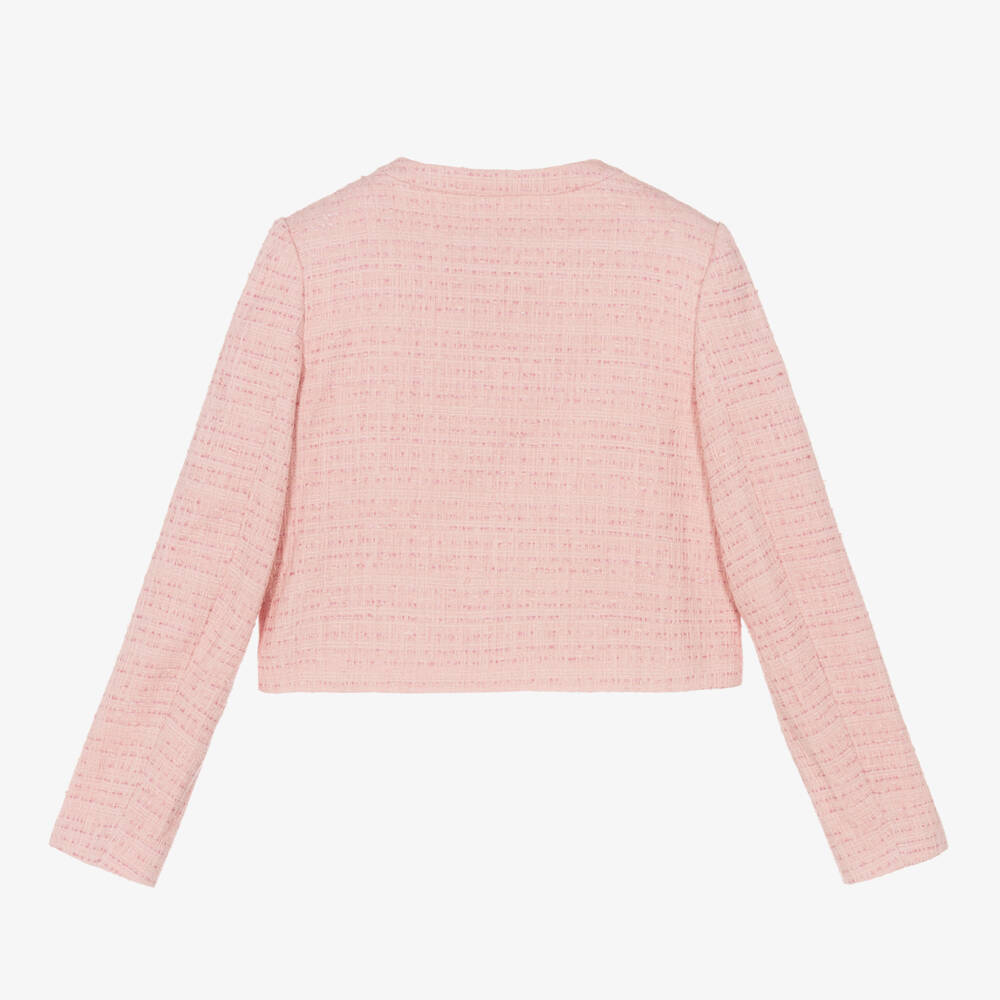 Versace-Girls Medusa Pink Tweed Jacket | Childrensalon Outlet