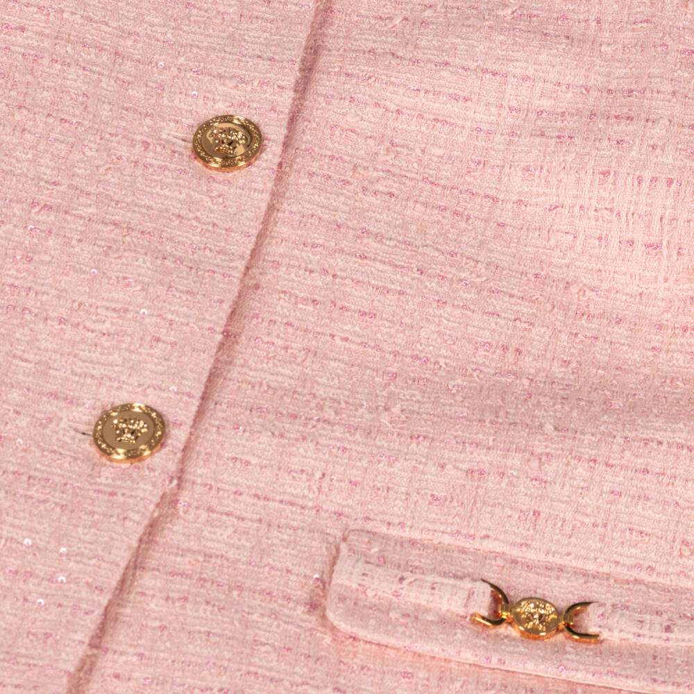Versace-Girls Medusa Pink Tweed Jacket | Childrensalon Outlet