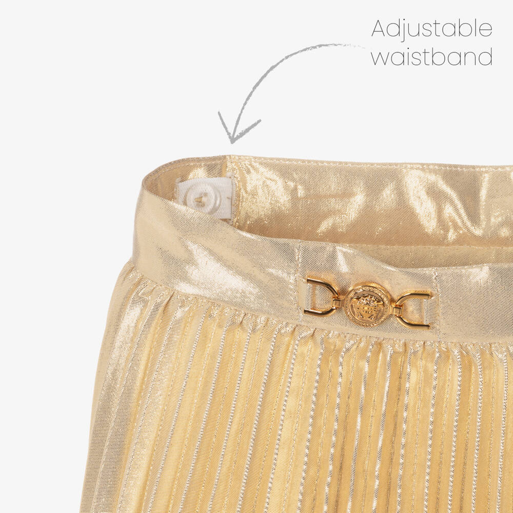 Versace-Girls Metallic Gold Pleated Skirt | Childrensalon Outlet