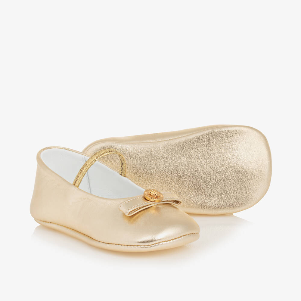 Versace-Girls Metallic Leather Pre-Walkers | Childrensalon Outlet