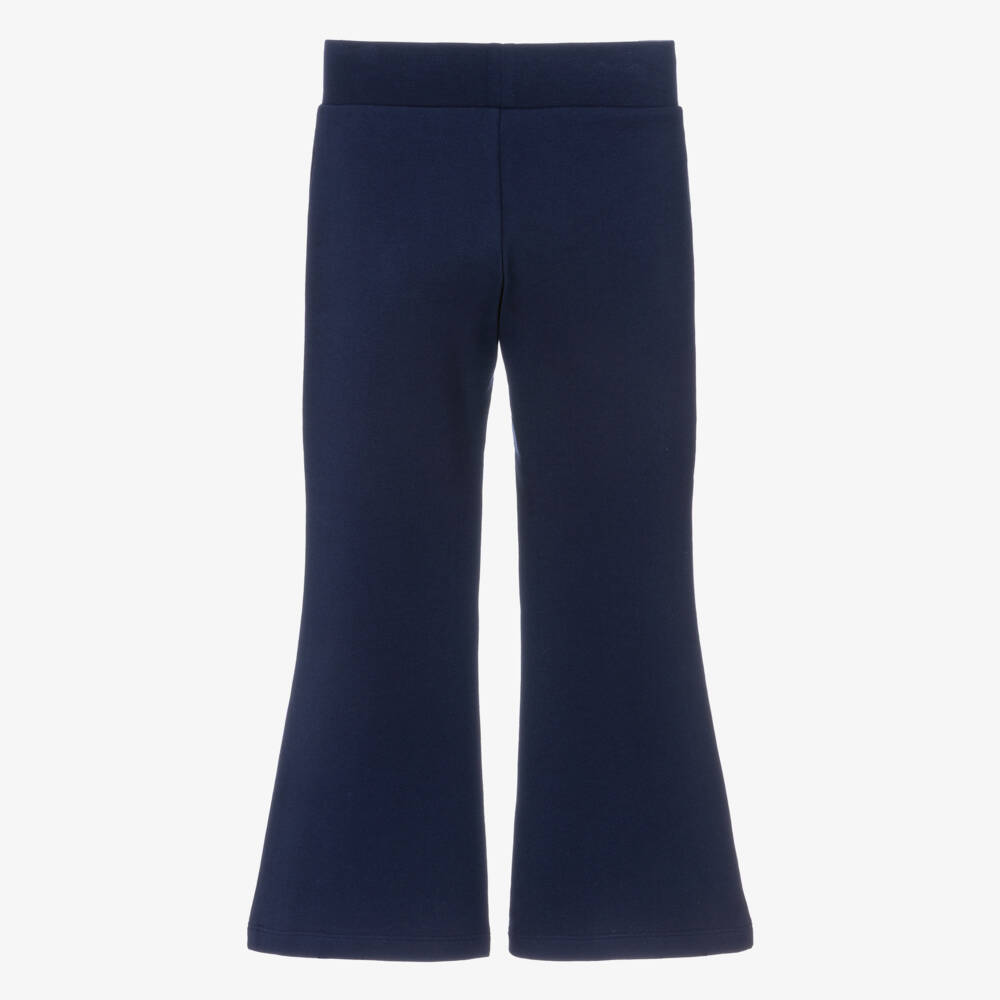 Versace-Girls Navy Blue Embellished Logo Jersey Trousers | Childrensalon Outlet