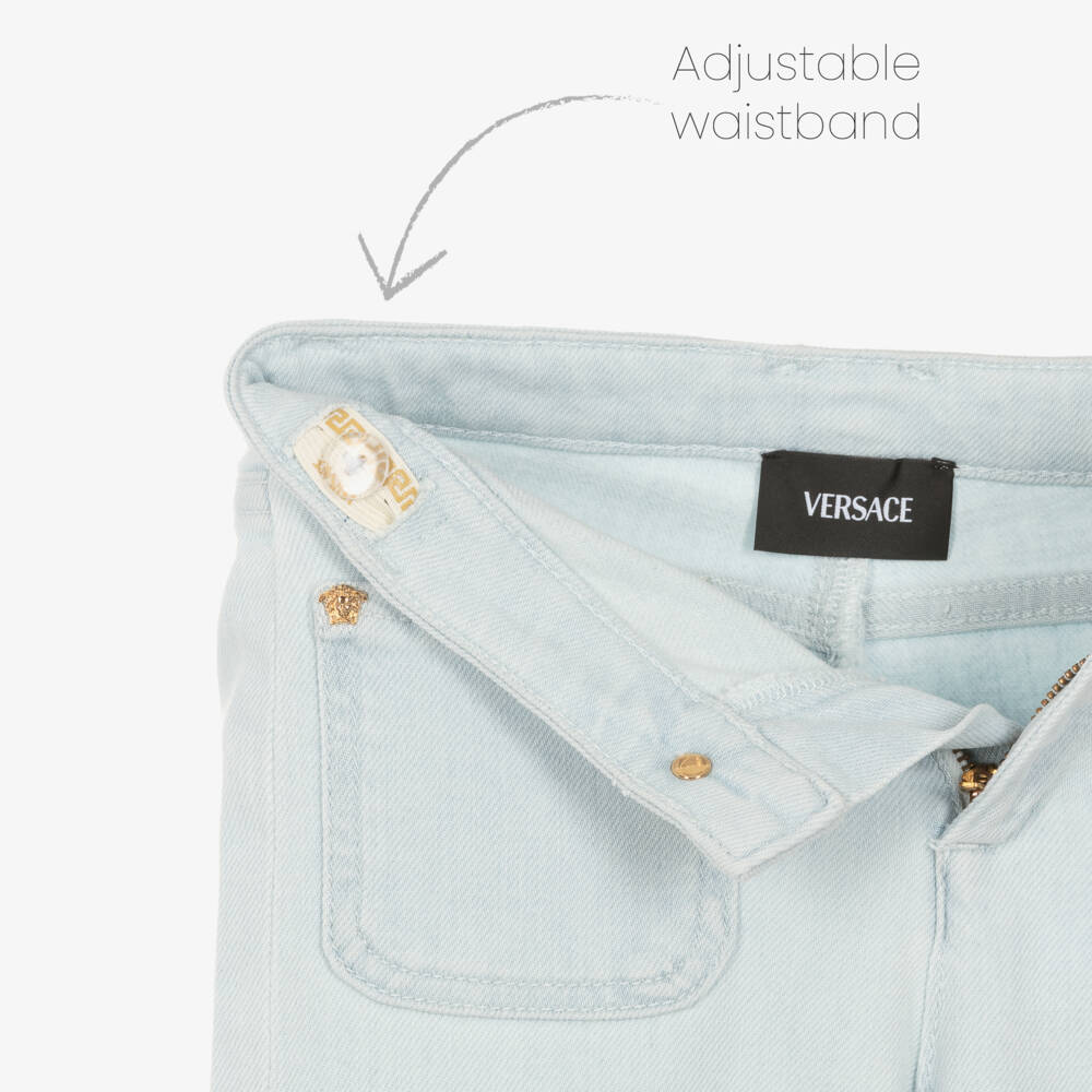 Versace-جينز أزرق محيطي للبنات مزين بأصداف البحر | Childrensalon Outlet