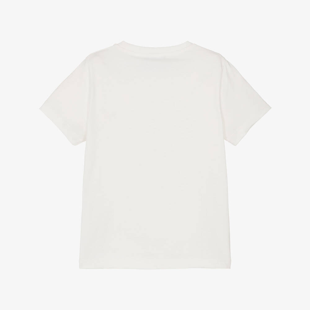 Versace-Girls Off-White Cotton T-Shirt with Medusa Hall Crest | Childrensalon Outlet