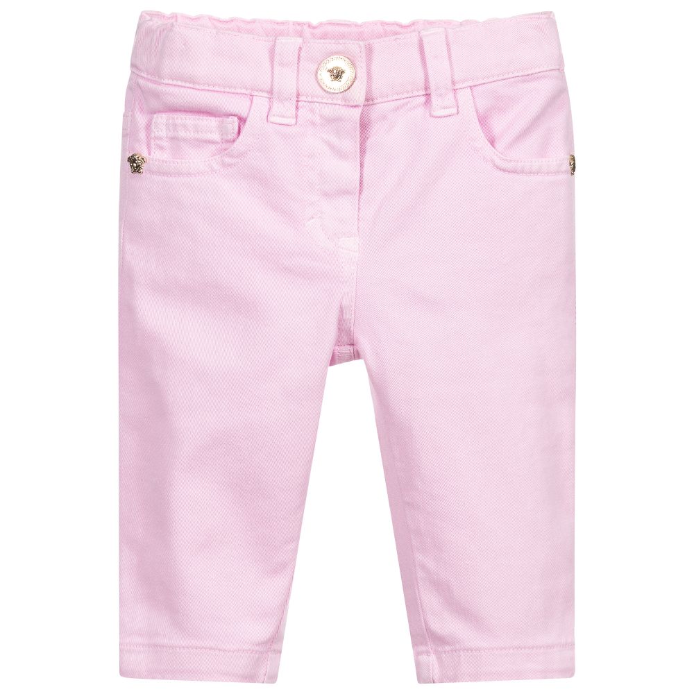 Versace - Girls Pale Pink Denim Jeans | Childrensalon