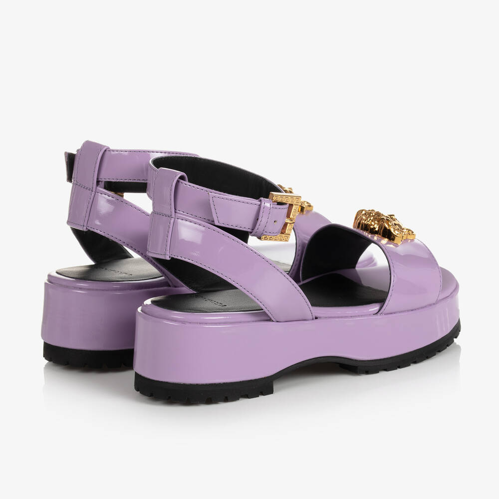 Versace-صندل جلد لامع لون بنفسجي للبنات | Childrensalon Outlet