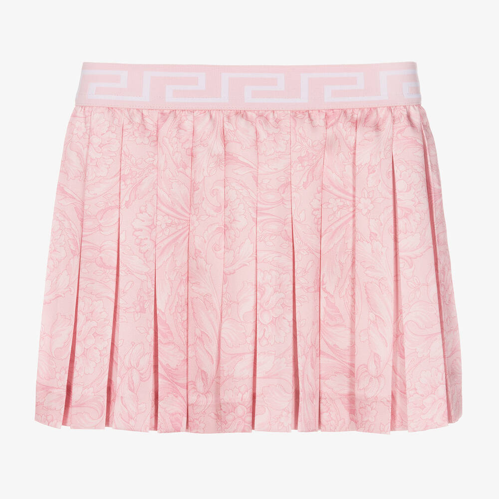 Versace-Girls Pink Barocco Pleated Skirt | Childrensalon Outlet