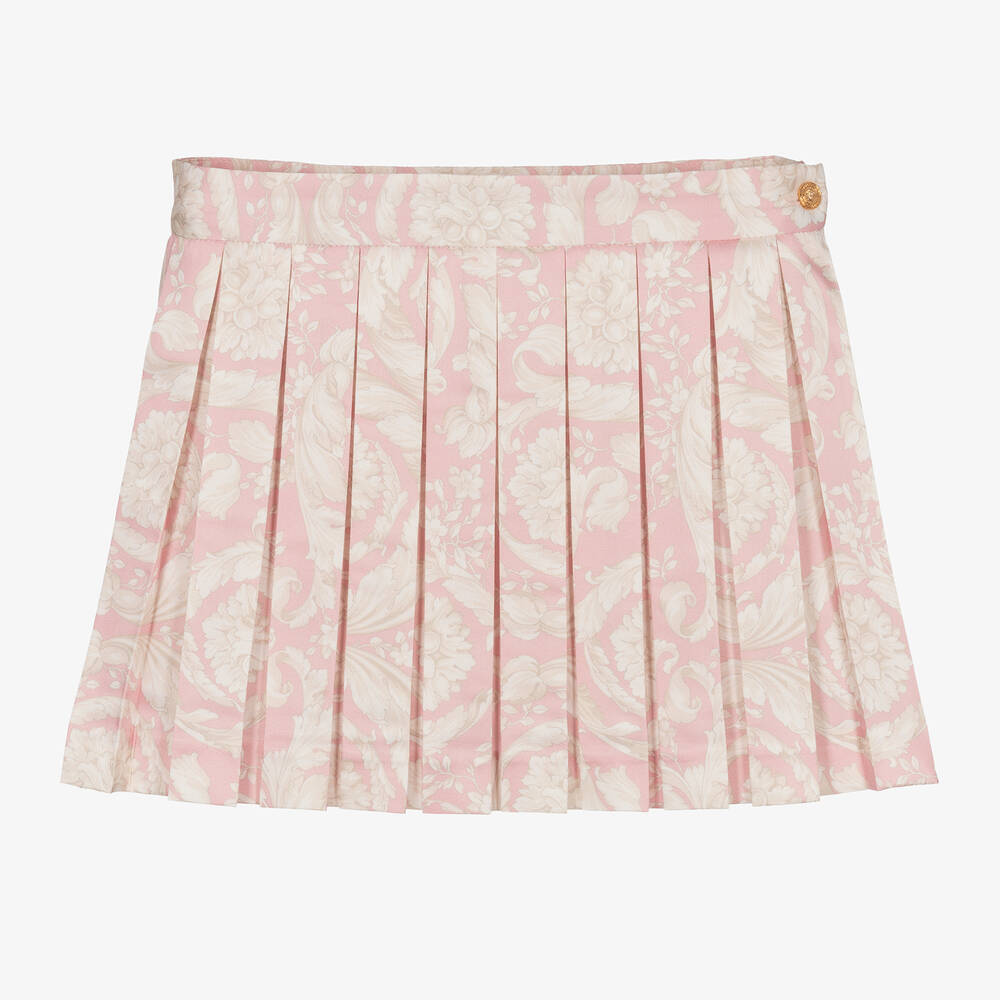 Versace-Розовая юбка-плиссе Barocco для девочек | Childrensalon Outlet