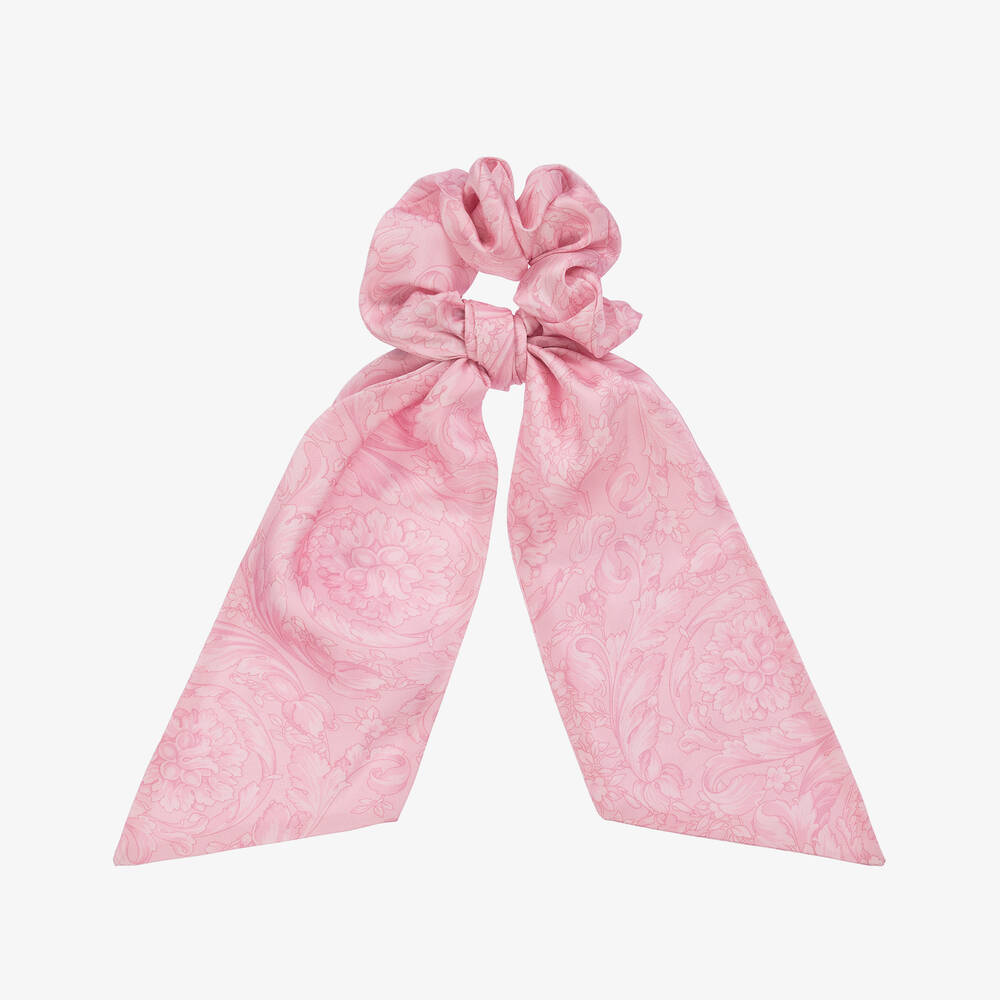 Versace-Girls Pink Barocco Print Hair Scrunchie | Childrensalon Outlet