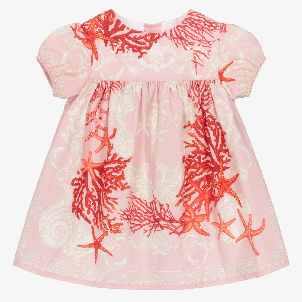Versace-Girls Pink Barocco Sea Dress | Childrensalon Outlet