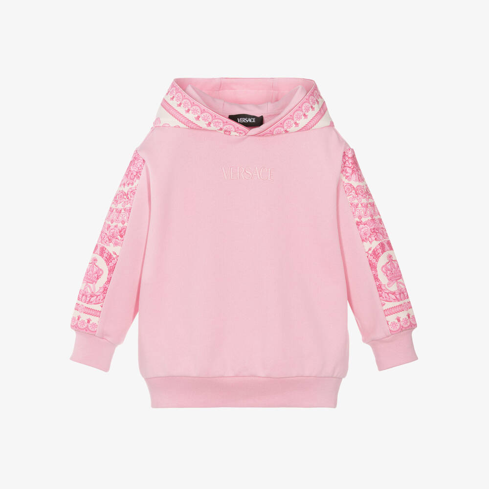 Versace-Хлопковая барочная толстовка розовая для девочек | Childrensalon Outlet