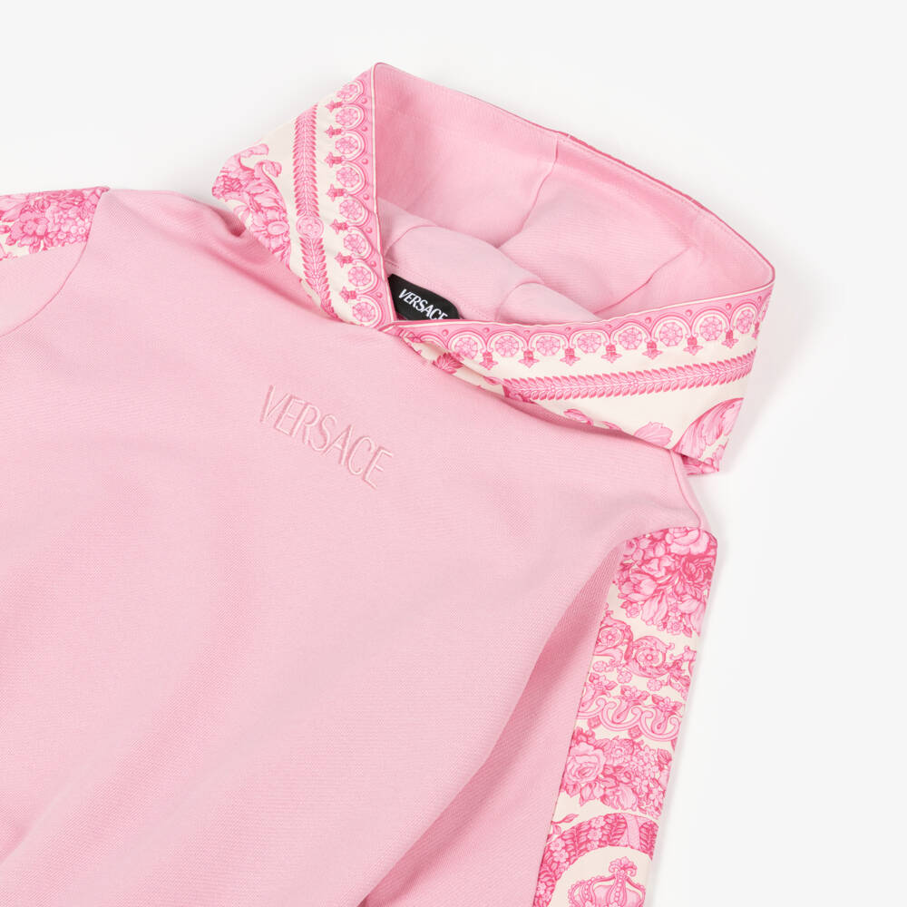 Versace-Хлопковая барочная толстовка розовая для девочек | Childrensalon Outlet