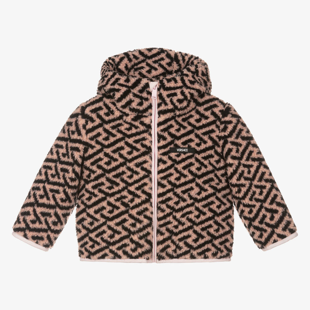 Versace - Girls Pink & Black Greca Jacket | Childrensalon