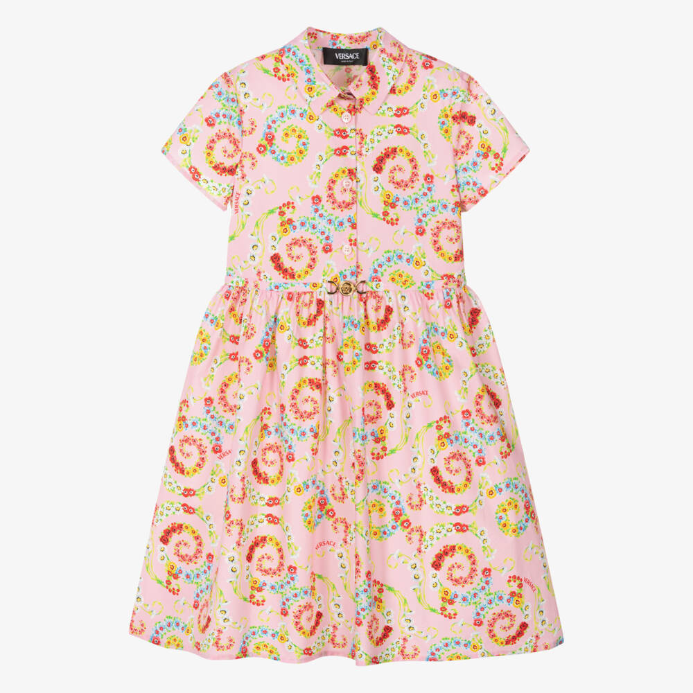 Versace-فستان باروك زهري للبنات | Childrensalon Outlet