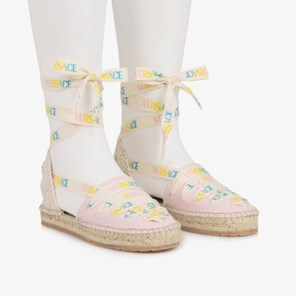 Versace-Girls Pink Canvas Espadrilles | Childrensalon Outlet