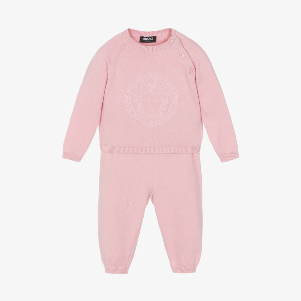 Versace-Розовый подарочный набор с брюками из хлопка и кашемира | Childrensalon Outlet