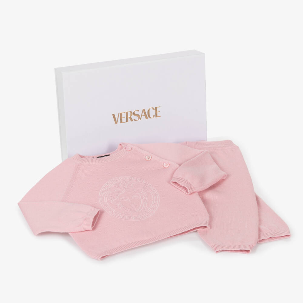 Versace-Girls Pink Cashmere Knit Set | Childrensalon Outlet