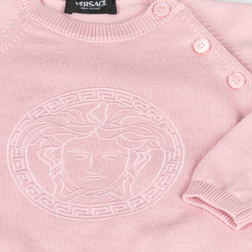 Versace-Розовый подарочный набор с брюками из хлопка и кашемира | Childrensalon Outlet