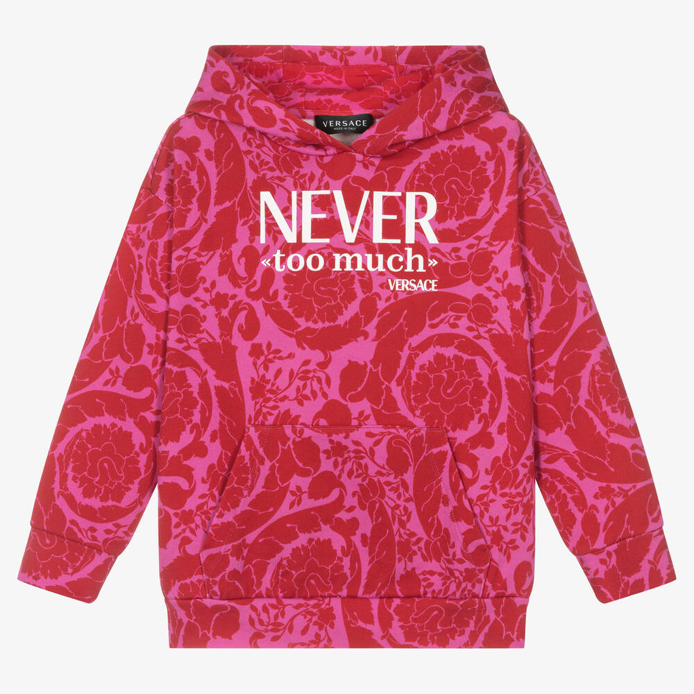 Versace - Sweat à capuche rose fille | Childrensalon