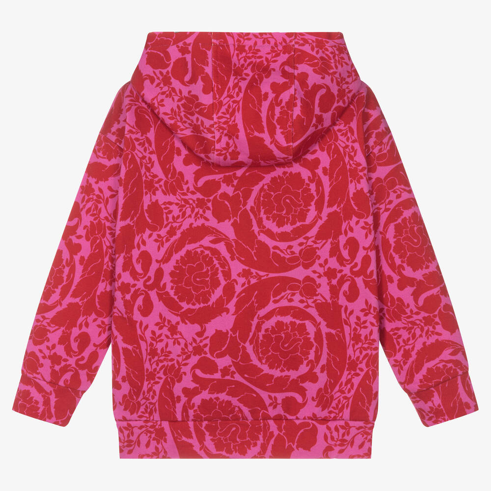 Versace-توب هودي قطن جيرسي لون زهري للبنات | Childrensalon Outlet