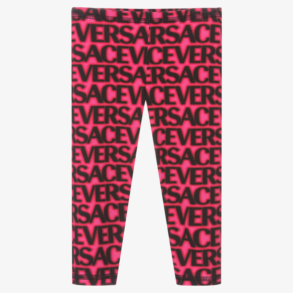 Versace - ليغنغز قطن جيرسي لون زهري فيوشيا للبنات | Childrensalon
