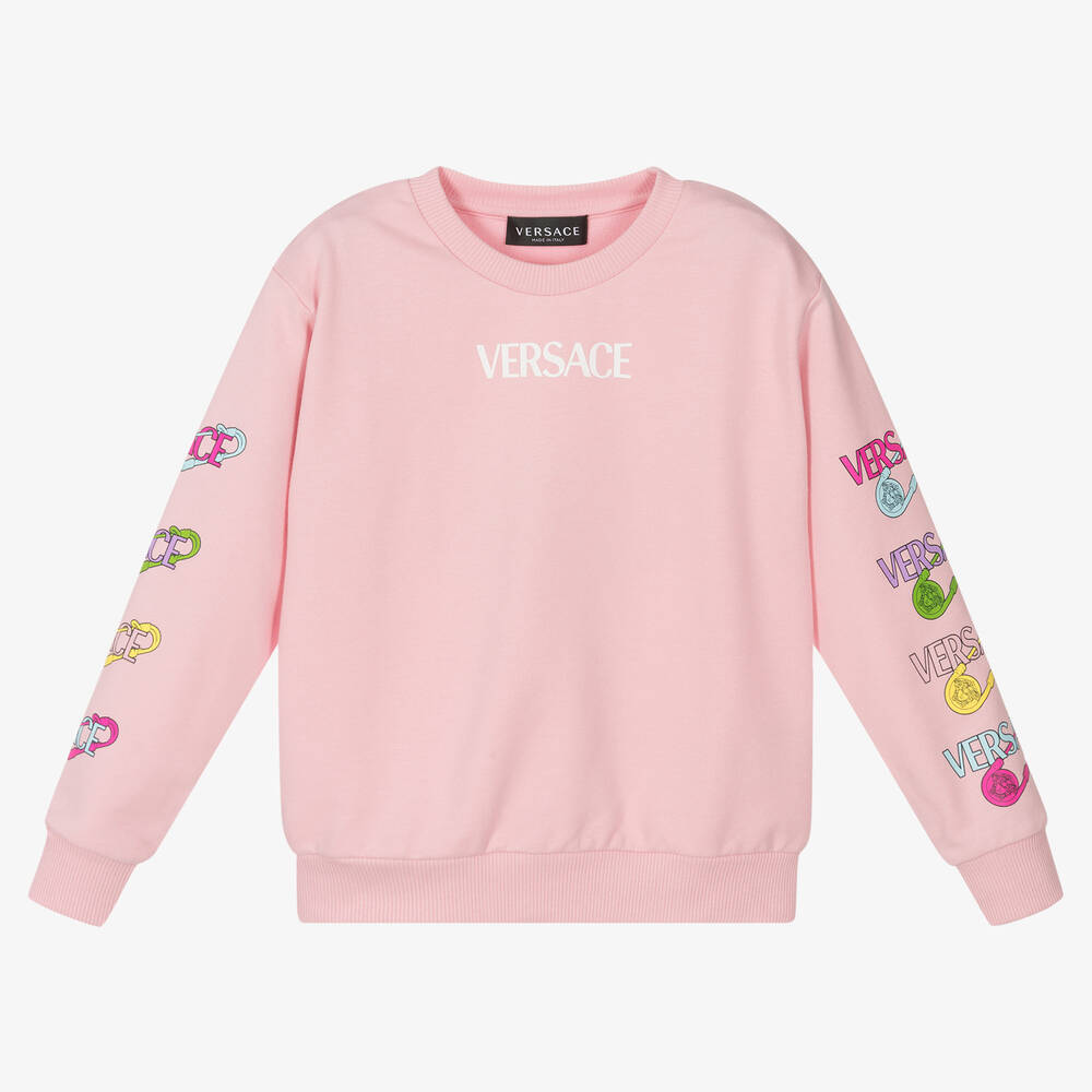 Versace - Girls Pink Cotton Sweatshirt | Childrensalon