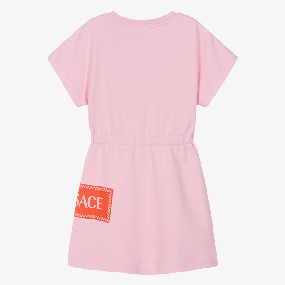 Versace-Girls Pink Cotton Sweatshirt Dress with '90s Vintage Logo | Childrensalon Outlet