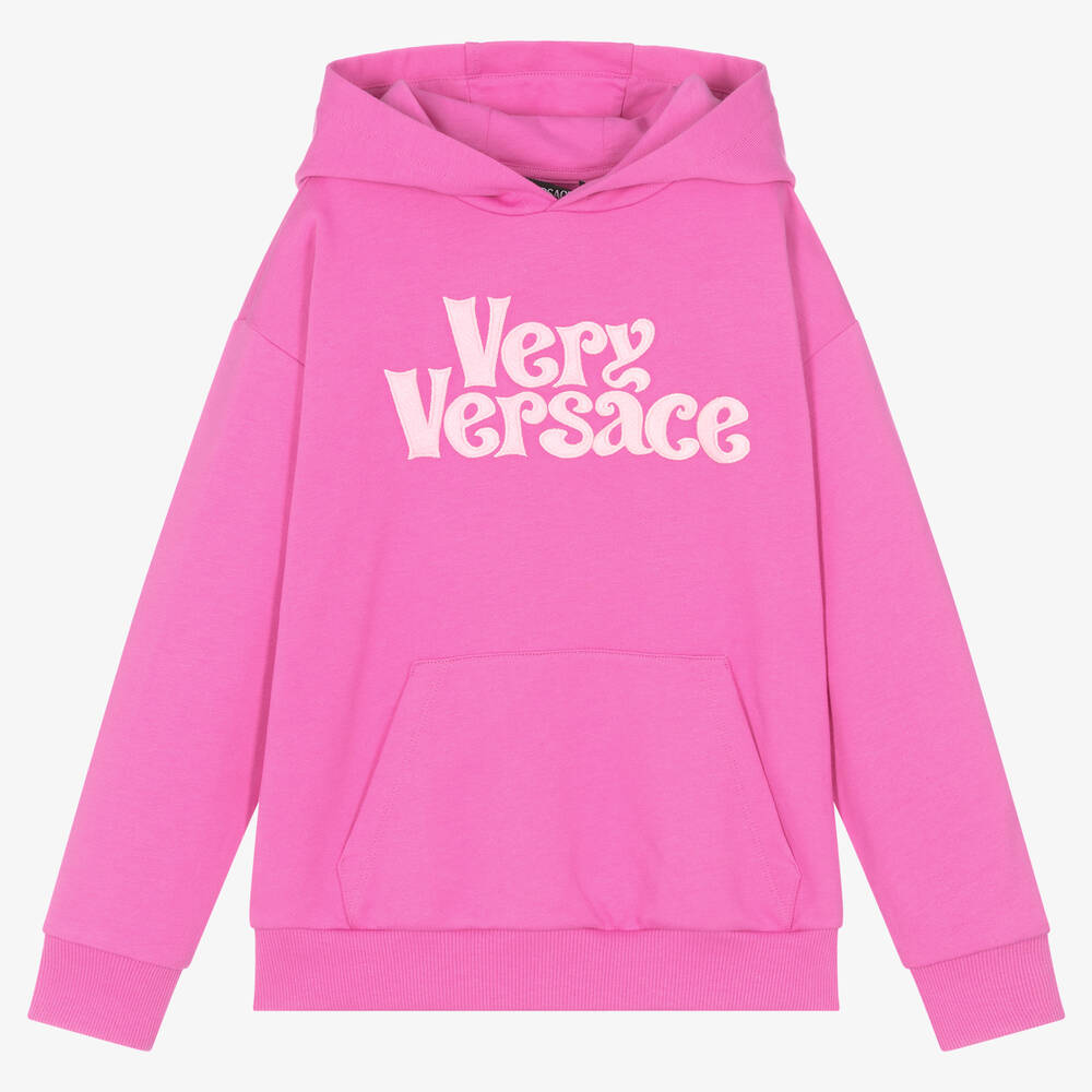 Versace - Sweat à capuche rose Very Versace | Childrensalon