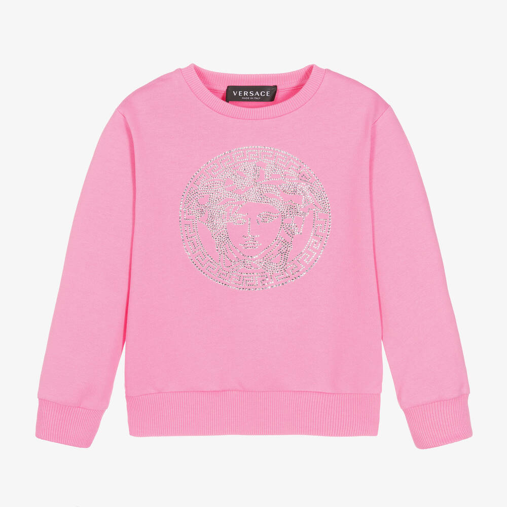 Versace - Розовый свитшот с кристаллами Medusa | Childrensalon