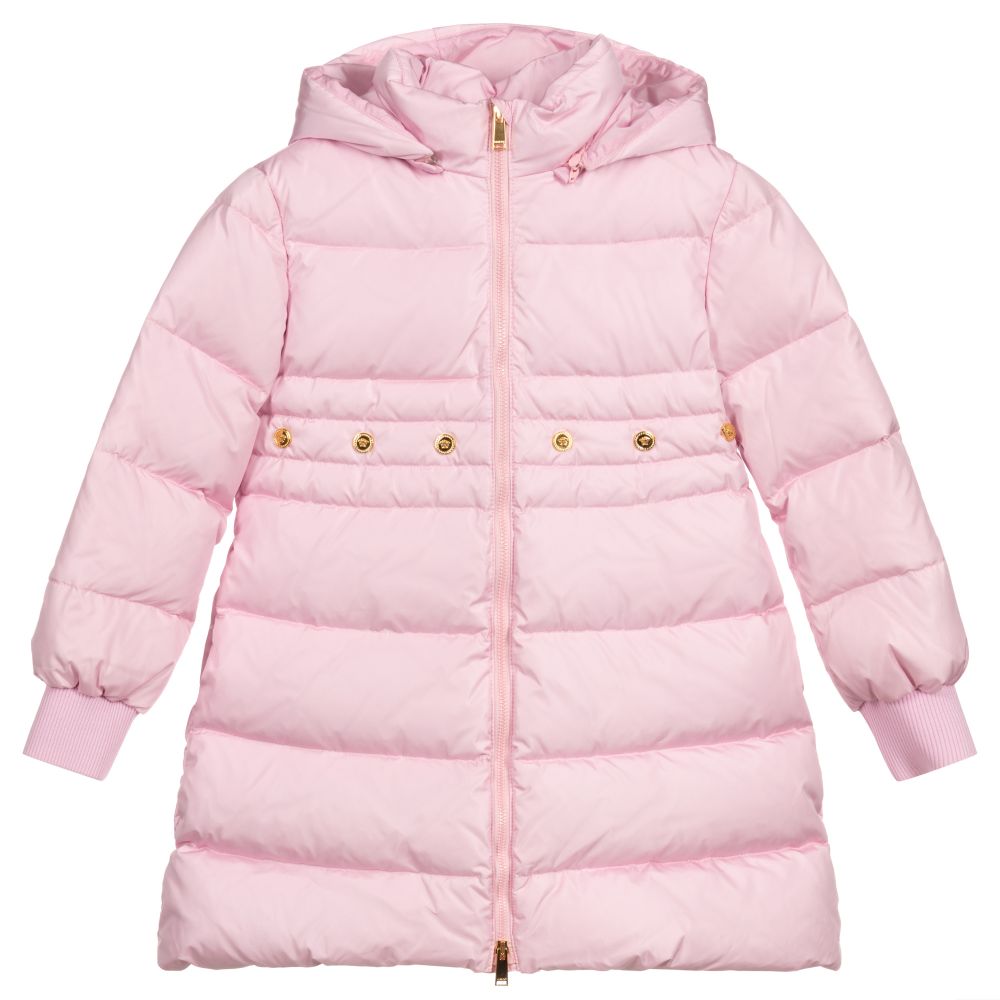 Versace - Girls Pink Down Padded Coat | Childrensalon