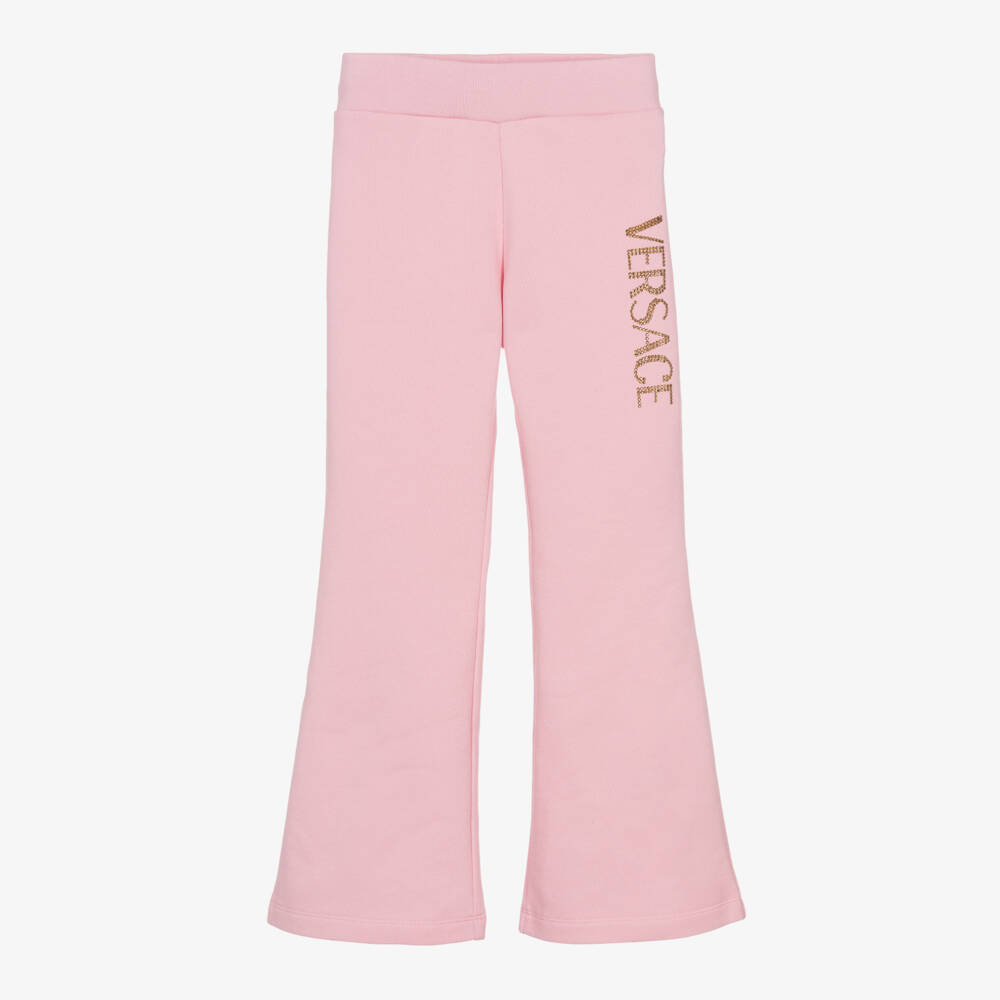 Versace-Розовые хлопковые брюки клеш для девочек | Childrensalon Outlet