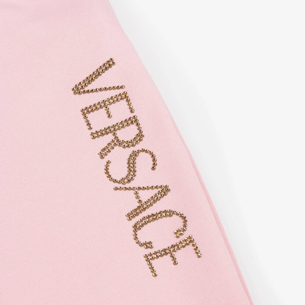 Versace-Girls Pink Flare Cotton Trousers | Childrensalon Outlet