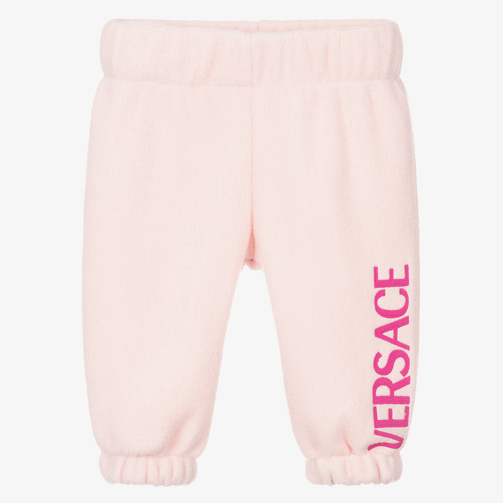 Versace - Girls Pink Fleece Logo Joggers | Childrensalon