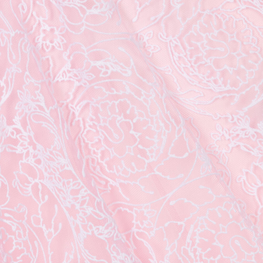 Versace-Girls Pink Floral Tulle Dress | Childrensalon Outlet