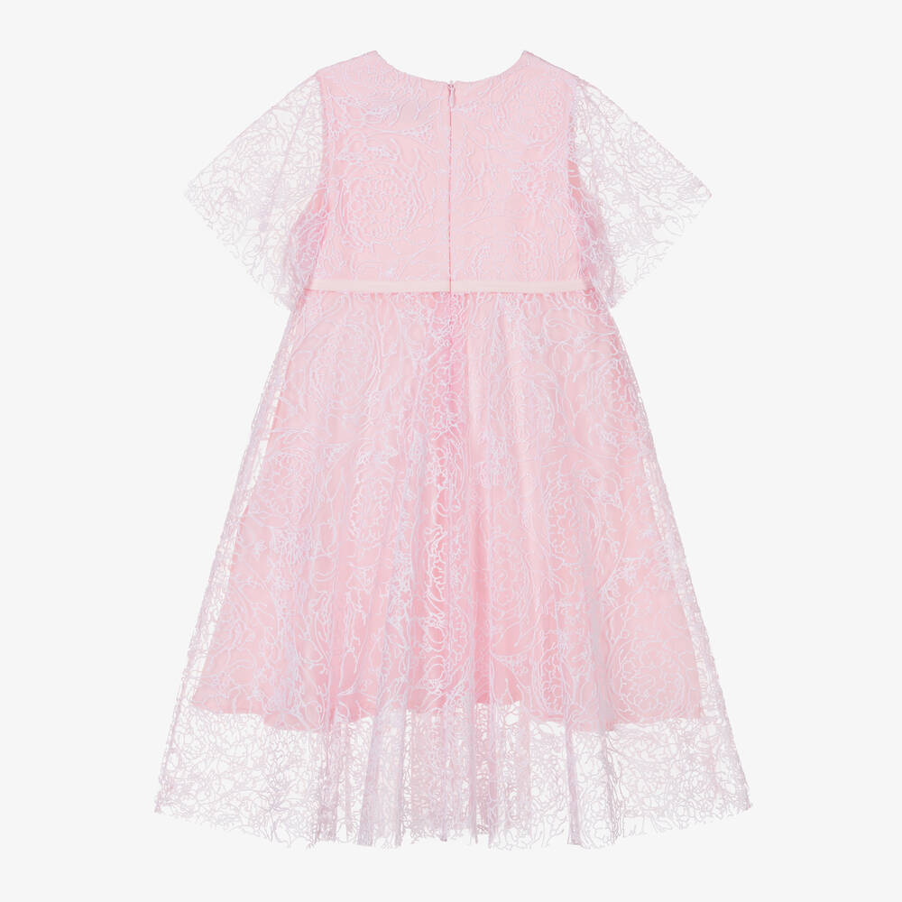 Versace-Girls Pink Floral Tulle Dress | Childrensalon Outlet