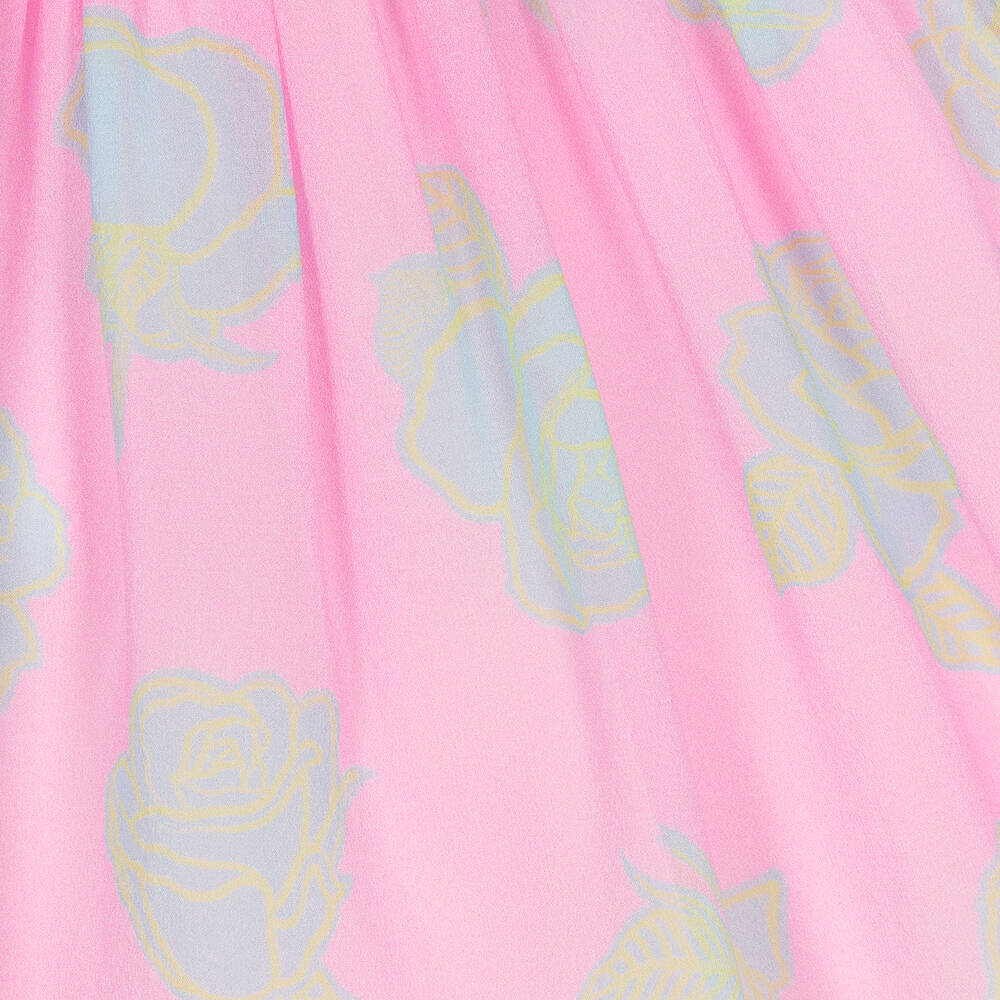 Versace-Girls Pink Georgette Silk Dress | Childrensalon Outlet