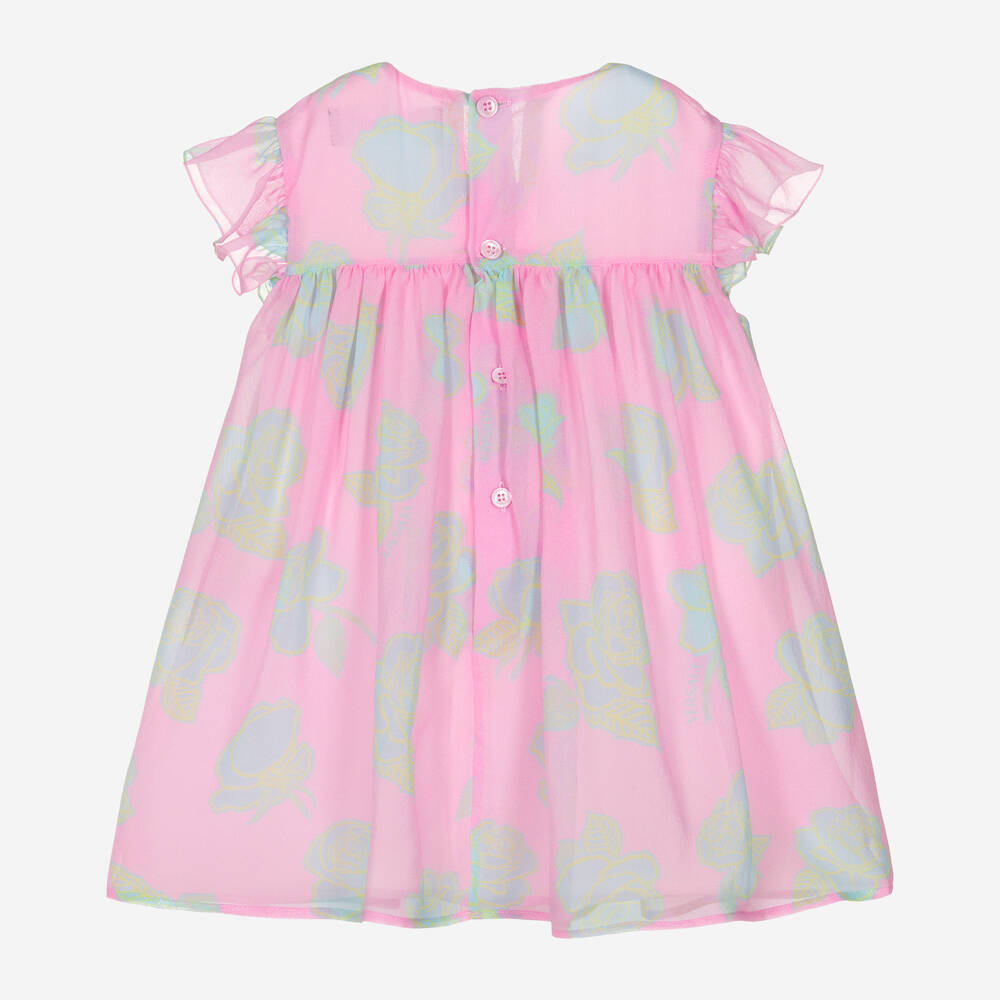 Versace-Girls Pink Georgette Silk Dress | Childrensalon Outlet